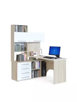 Стол компьютерный «КСТ14.1», левый, 135012351828 мм, дуб сонома/белый