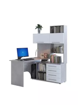 Стол компьютерный «КСТ14.1», правый, 135012351828 мм, бетон/белый