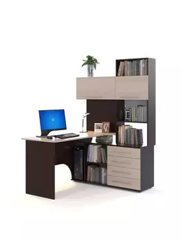 Стол компьютерный «КСТ14.1», правый, 135012351828 мм, венге/беленый дуб