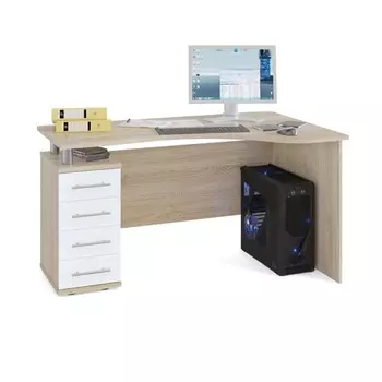 Стол компьютерный «КСТ-104», 1350 × 860 × 750 мм, левый, цвет дуб сонома / белый