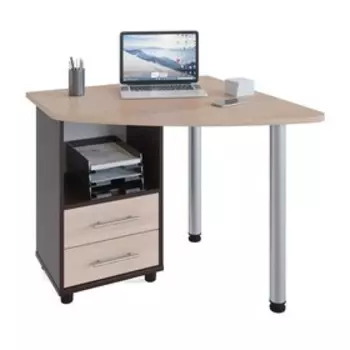 Стол компьютерный «КСТ-120», 900 × 900 × 750 мм, левый, цвет венге / белёный дуб