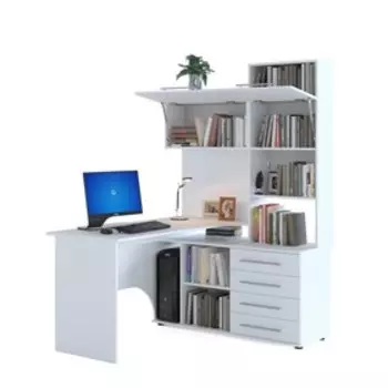 Стол компьютерный «КСТ-14П», 1400 1235 1828 мм, правый, цвет белый