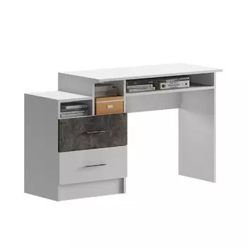 Стол компьютерный Вега Позитив, 1200х450х726, Белый/Бетон темный