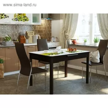 Стол «Люкс» раздвижной 120х152 см, стекло, с автоматическим подъемом, опоры массив, венге