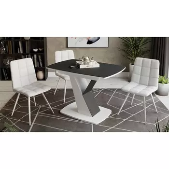 Стол обеденный на одной ножке Гарда-1 раскладной 1100/1415х750х750 Белый/Черный