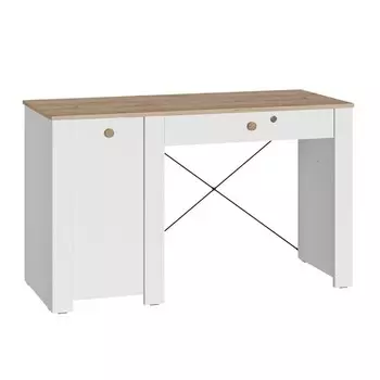 Стол письменный «Джастин 12.154», 1262548753 мм, цвет белый шагрень/дуб белый