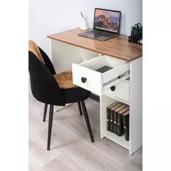 Стол письменный Neoletta, 900450760 мм, 2 ящика, цвет белое тиснение/дуб вотан