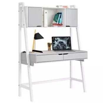 Стол письменный Polini kids Mirum высокий с полкой, серый/двери серые