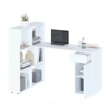 Стол письменный «СПм - 12», с тумбой, с полками, 13709001100 мм, цвет белый
