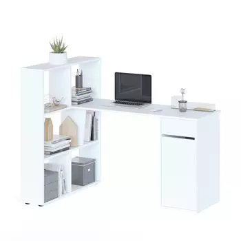 Стол письменный «СПм - 12», с тумбой, с полками, 13709001100 мм, цвет белый