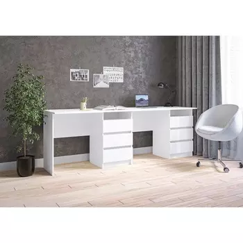 Стол письменный тандем «Зара», 7502182610 мм, цвет белый