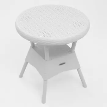 Стол "RATTAN Ola Dom" круглый, белый, 70 х 70 х 72 см