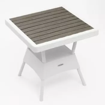 Стол RATTAN Ola Dom квадратный, белый, 75,5 х 76 х 74,5 см