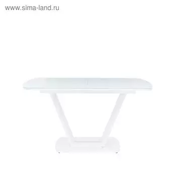 Стол раздвижной Leset Каби, металл белый, стекло белое 1400/1850х800х740