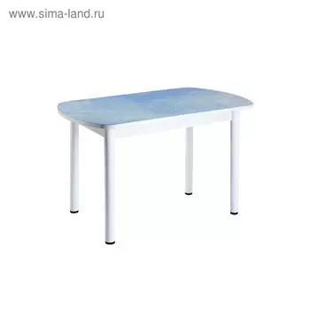 Стол раздвижной с фотопечатью Дэли, 1400(1800)х900х760, Белое/Капли/Крашеные прямые