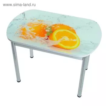 Стол раздвижной с фп Апельсин, 1100/1500х700х777, стекло/подстолье белое/ноги белые