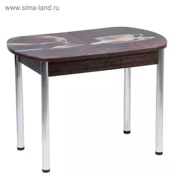 Стол раздвижной с ФП Кофе-1 1100/1500х700х777 стол. стекл/пояс Венге/прямые ноги