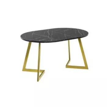 Стол раздвижной «РИМ», d=1050(1500)1050760 мм, цвет камень чёрный/опора золотой