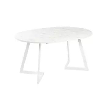 Стол раздвижной «РИМ», d=1050(1500)1050760 мм, цвет мрамор белый/опора белый