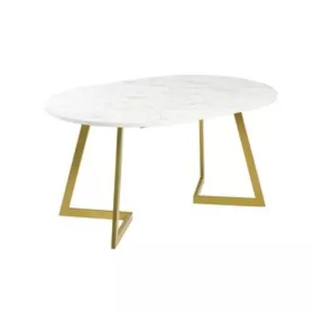 Стол раздвижной «РИМ», d=1050(1500)1050760 мм, цвет мрамор белый/опора золотой