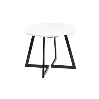 Стол "РИМ" раздвижной, 940/1390х940х760, Белый/опоры Черный