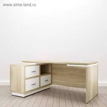 Стол руководителя "Дизайн" левый 1750*1200*750мм Дуб/Белый