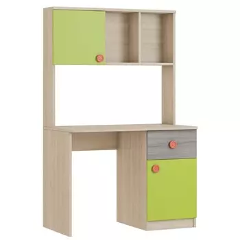 Стол с полкой «Пуговка», 1004 × 550 × 1604 мм, цвет дуб сонома / вяз либерти тёмный / лайм
