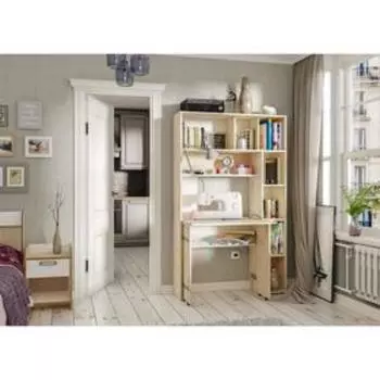 Стол с системой хранения Комфорт 12.94, 1104х330х1804, Гаскон Пайн светлый/Белый