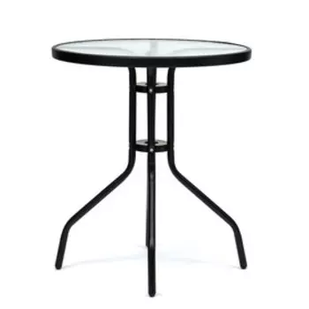 Стол садовый, 706060 см, металл, стекло, чёрный