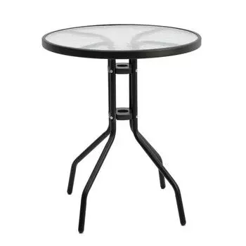 Стол садовый, цвет коричневый, столешница стекло