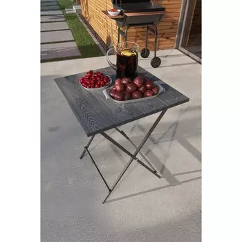 Стол складной «Лаундж лайт», 605605750 мм, ДПК серый / каркас металл чёрный матовый