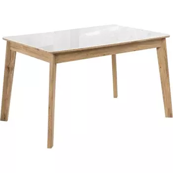 Стол стеклянный Арья МДФ, дуб монтана/белый 80x120x74 см