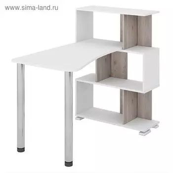 Стол-стеллаж «СЛ-5-3СТ-2», 3 этажный, 750 1182 1060 мм, цвет белый / нельсон / белый