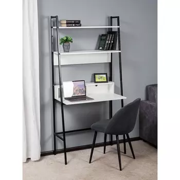 Стол-стеллаж Tokyo, 8404241750 мм, ЛДСП, цвет белое тиснение / чёрный металл