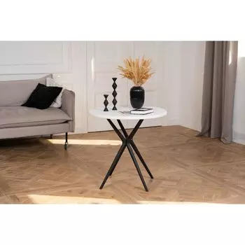 Стол круглый Мебель «Тео T2», 750800800 мм, белый/черный