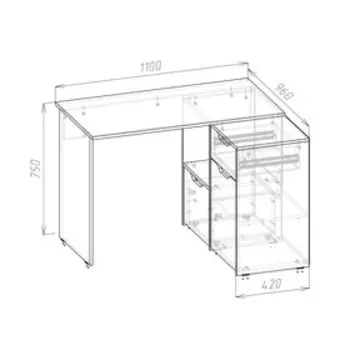 Стол угловой «Клик Мебель. Мико», правый, 1100960750 мм, цвет белый/бриллиант/бетон