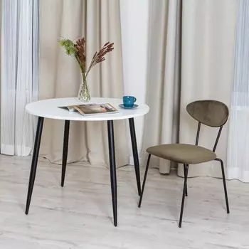 Стол URANUS ЛДСП/металл, белый/черный 90x90x77 см