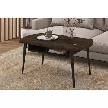 Стол журнальный, 900 500 428 мм, цвет дуб вотан тёмный / чёрный / металл чёрный муар