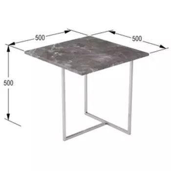 Стол журнальный Бекко, 500х500х500, серый мрамор/хром