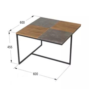 Стол журнальный «Фьюжн квадро», 600 × 600 × 455 мм, цвет дуб американский / серый бетон