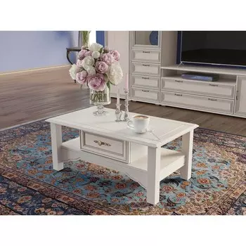 Стол журнальный «Сатурн-М 03», 1100 560 420 мм, цвет вудлайн кремовый / сандал белый