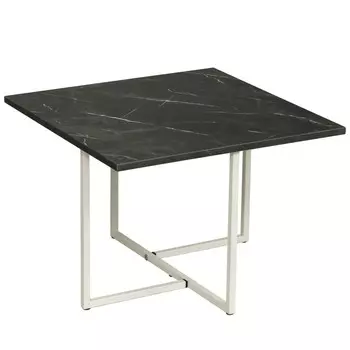 Стол журнальный «Скарлетт», 540×540×380 мм, квадратный, цвет мрамор чёрный / металл белый