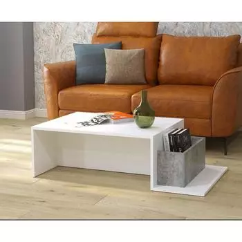 Стол журнальный Терра, 1100х600х300, Белый/Бетон