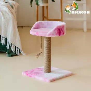 Столбик-когтеточка с лежаком, 353550 см, розово-белая
