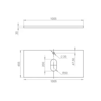 Столешница под раковину Uperwood Tanos, накладная 100 см, светлое дерево