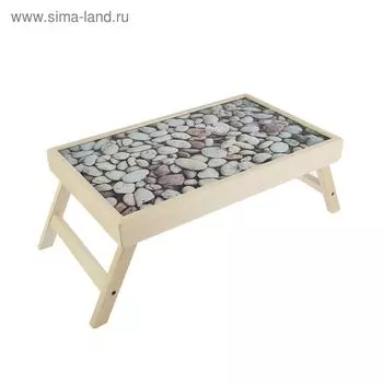 Столик для завтрака "Камни" стеклянная поверхность 50х30см