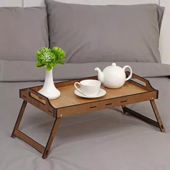 Столик-поднос для завтрака со складными ножками, 50×30×7,4 см, цвет коричневый