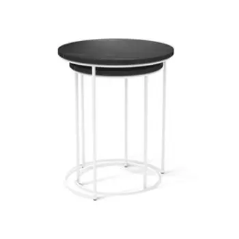 Столик журнальный, 450х450х550, Камень пьетра черный/Белый муар