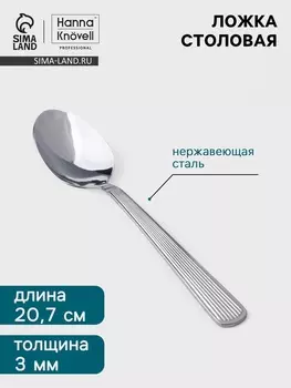 Столовая ложка Hanna Knvell Asnen, 20.7 см, толщина 3 мм, нержавеющая сталь, серебристая