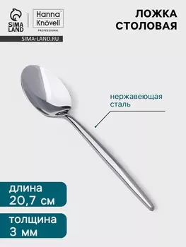 Столовая ложка Hanna Knvell Eman, 20.7 см, толщина 3 мм, нержавеющая сталь, серебристая